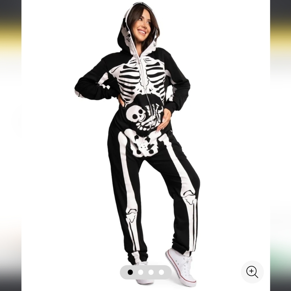 TIPSY ELVES,  Pregnant Skeleton Maternity Costume, Black/White, Size Small